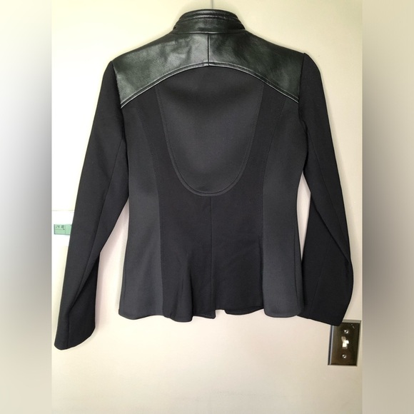 YOANA BARASCHI Sporting Life Moto Blazer Black Jacket with Lambskin Leather Sz 4 - Picture 3 of 7